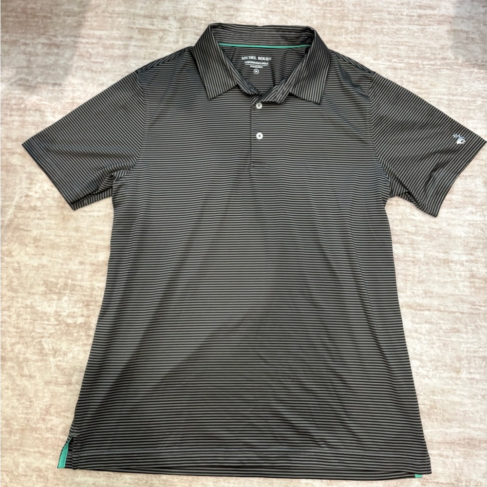 Black and Gray Striped Men's Polo Shirt